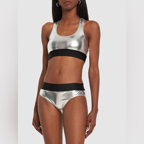 Kim Dolce & Gabbana Foiled Bikini Swimsuit With Branded Elastic Sz IV (4) US 10 - Picture 4 of 6